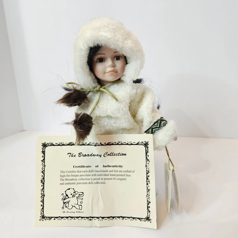 The Broadway Collection 10 Inch Eskimo Native American Porcelain Doll NIB W/COA
